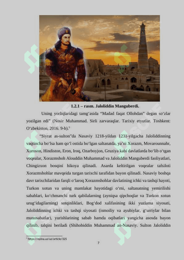 Shahobiddin Muhammad An – Nasaviy. Sulton Jaloliddin Manguberdi hayoti 7