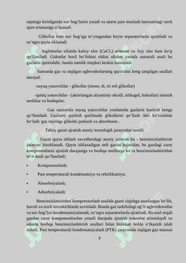 Tabiiy gazni tozalash va qayta ishlash usullari 8
