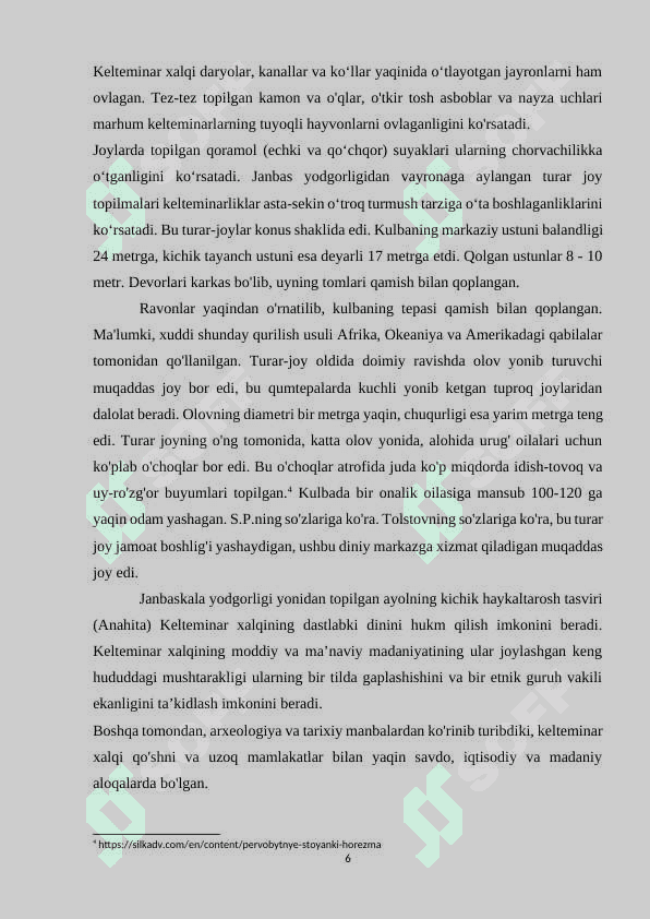 Zarafshon, Xorazmning neolit davri manzilgohlari 6