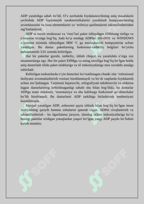 Kirish Avtomatlashtirishda qo`llaniladigan paketlar haqida asosiy tushunchalar.Fanning vazifalari 3