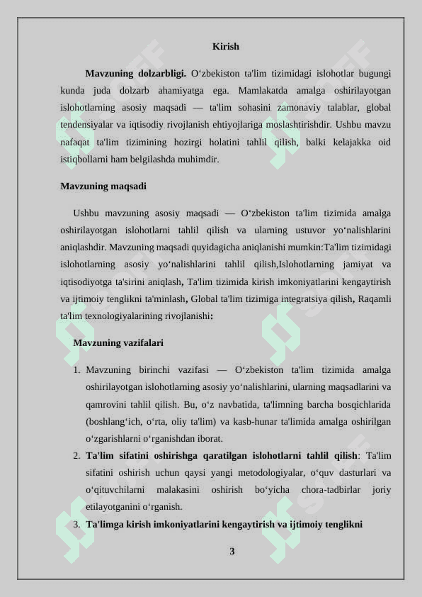 O`zbekistonda talim sohasidagi islohotlarning ustuvor yo`nalishlari 2