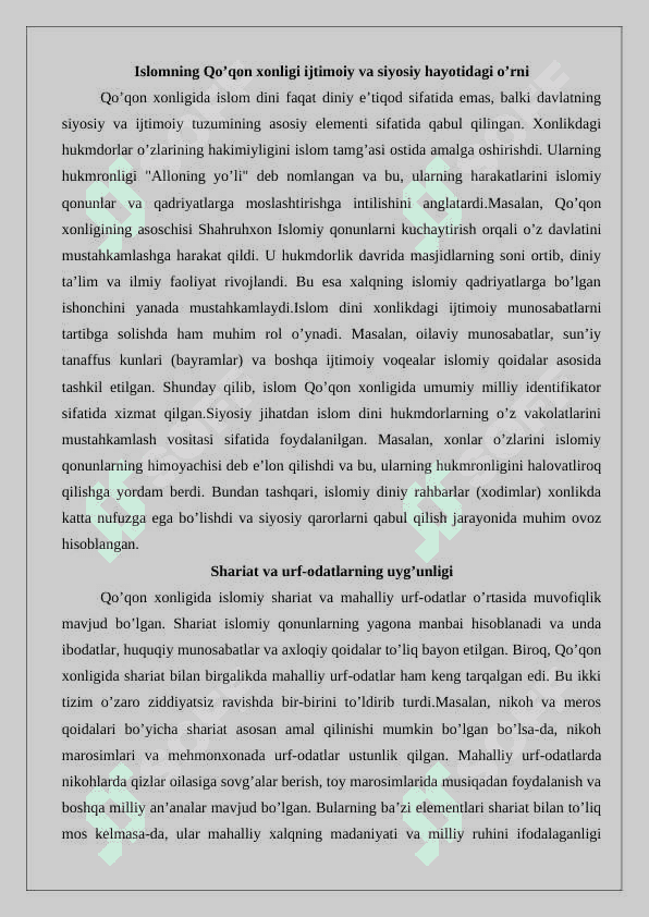 Qo'qon xonligida diniy unvon va mansablar 5