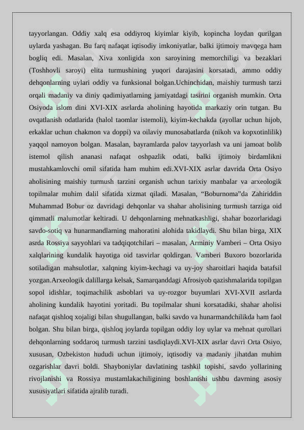 XVI-XIX asrlarda aholining maishiy turmush tarzi 4
