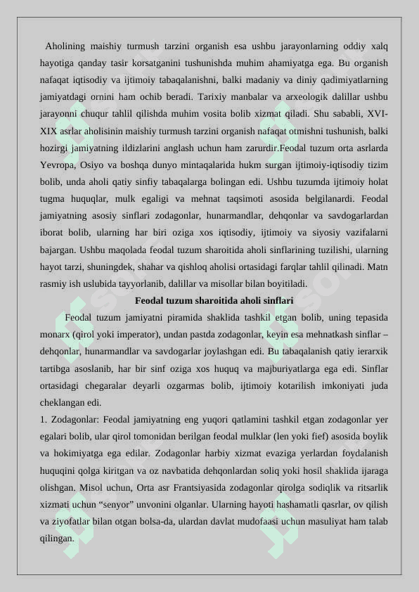 XVI-XIX asrlarda aholining maishiy turmush tarzi 5