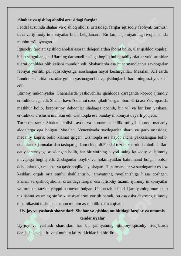 XVI-XIX asrlarda aholining maishiy turmush tarzi 7