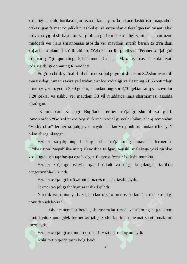 AMALIYOT HISOBOTINING MUNDARIJASI 5
