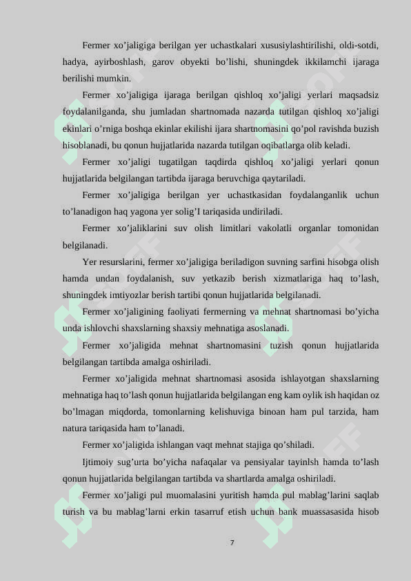 AMALIYOT HISOBOTINING MUNDARIJASI 7
