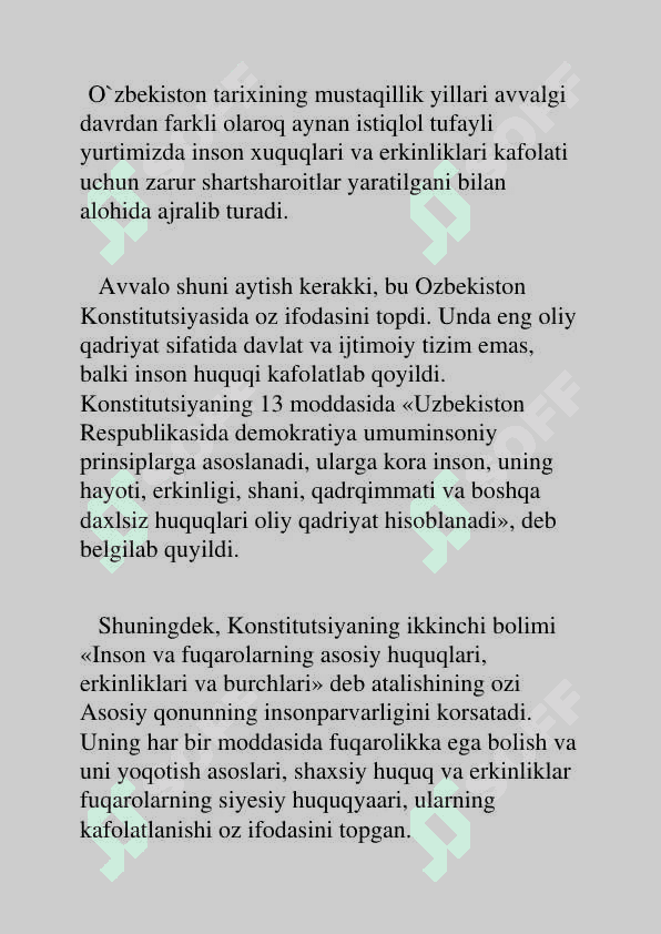 O`zbekistonda inson huquqlari va erkinliklari kafolatining yaratilishi. 3