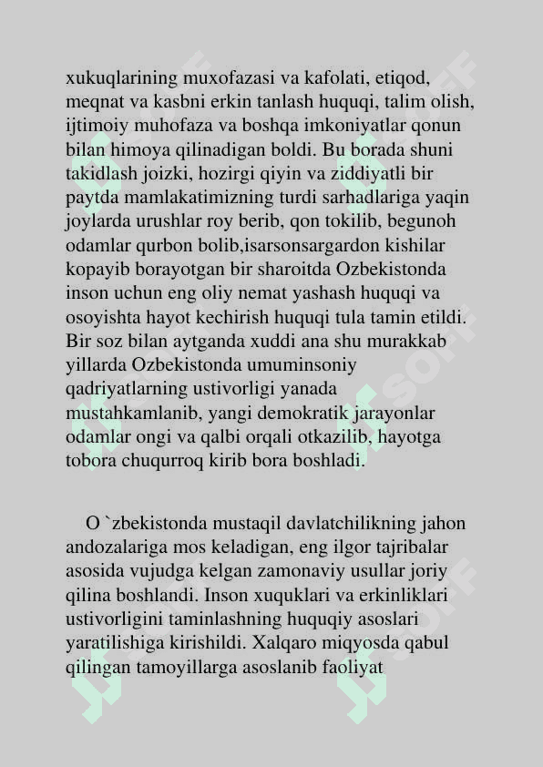 O`zbekistonda inson huquqlari va erkinliklari kafolatining yaratilishi. 5