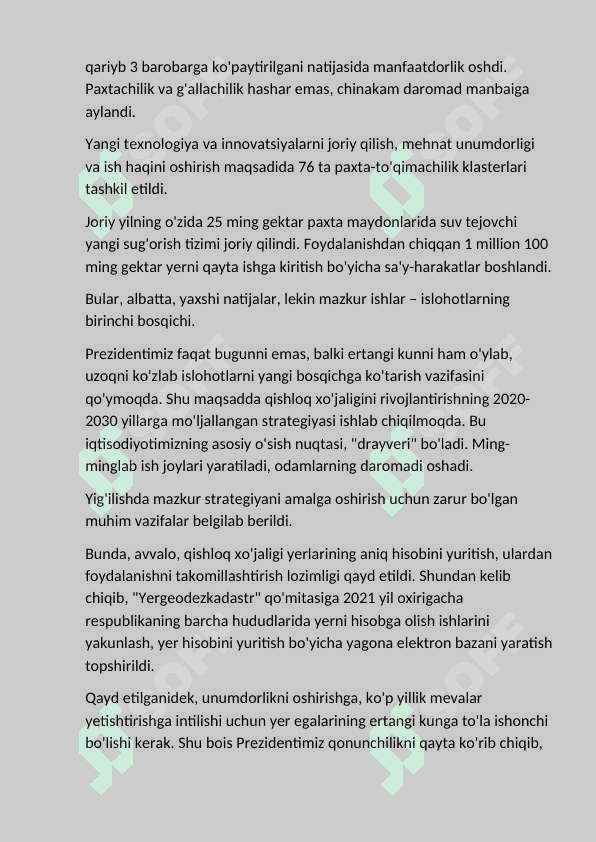 Qishloq xo’jaligi va sanoat sohasidagi o’zgarishlar 2