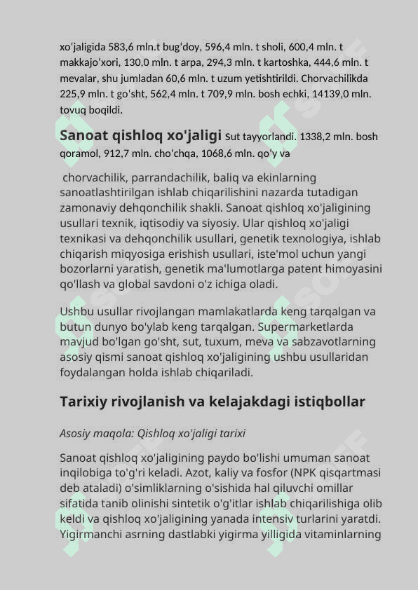 Qishloq xo’jaligi va sanoat sohasidagi o’zgarishlar 7
