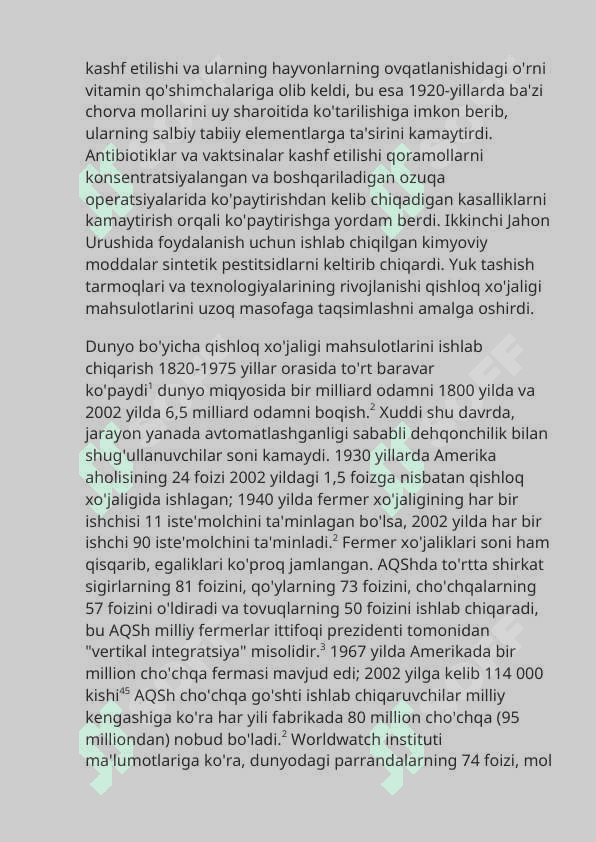 Qishloq xo’jaligi va sanoat sohasidagi o’zgarishlar 8