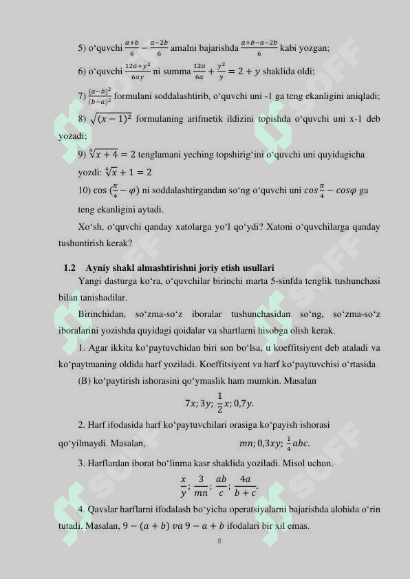 IRRATSIONAL IFODALARNI AYNIY ALMASHTIRISH METODLARI 8