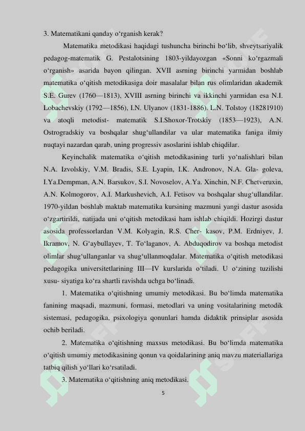 MAKTAB VA AKADEMIK LITSEYLARDA MATEMATIKASIDA AMALIY, MAZMUNLI MASALALARNI O‘RNI 5