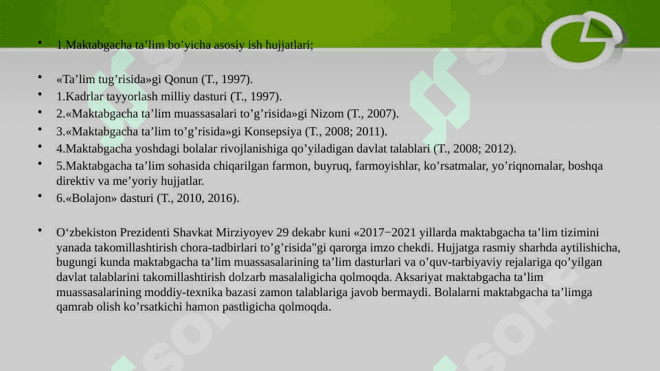 Maktabgacha ta`limni tashkil etish uchun ishchi hujjatlar 4