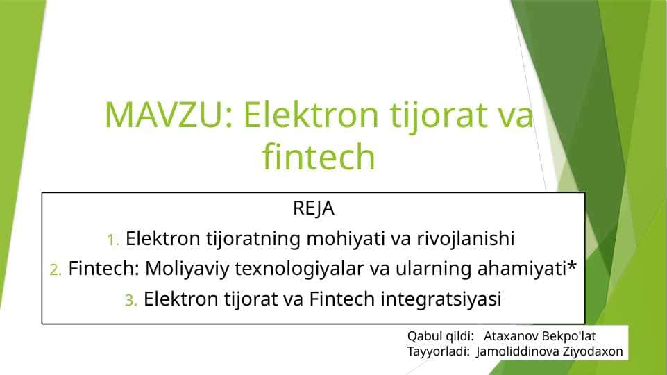 Elektron tijorat va fintech