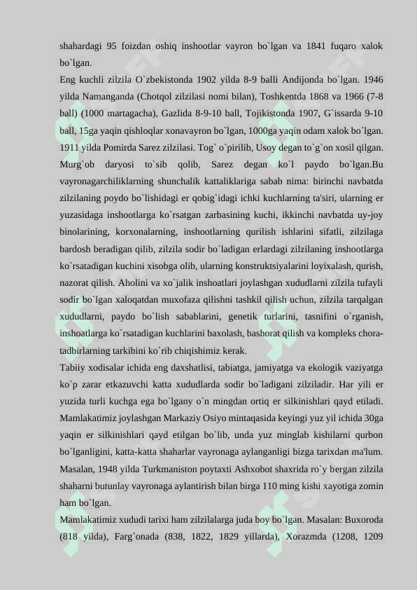 Seysmik hodisalar va zilzila. Zil zila va uning paydo bo‘lishi turlari 3