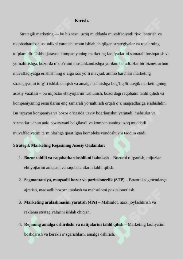 Strategik marketing rejasi. 2