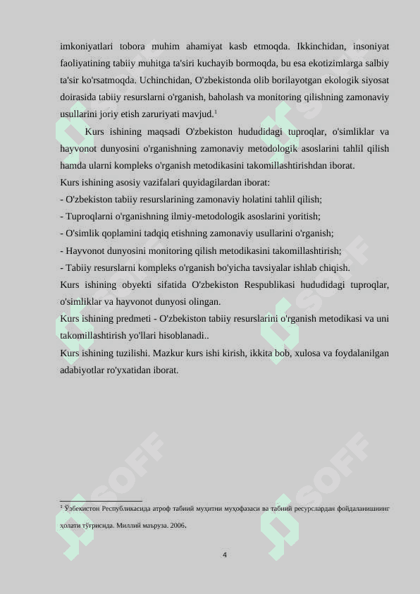 Oʻzbekistonning tuproqlari, oʻsimliklari va hayvonot dunyosini oʻrganish metodikasi 4