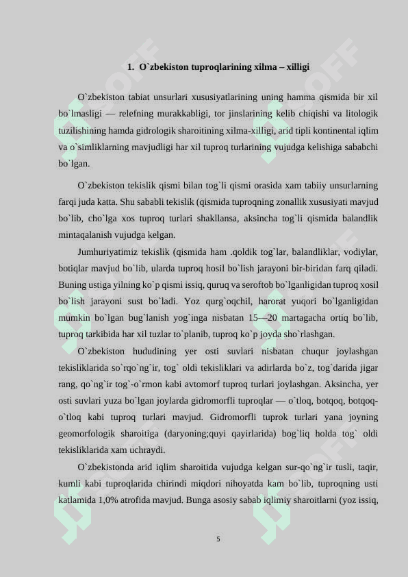 Oʻzbekistonning tuproqlari, oʻsimliklari va hayvonot dunyosini oʻrganish metodikasi 5