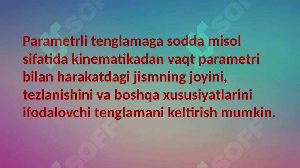 Parametrli chiziqli tenglamalar. Parametrli kvadrat tenglamalar. 4