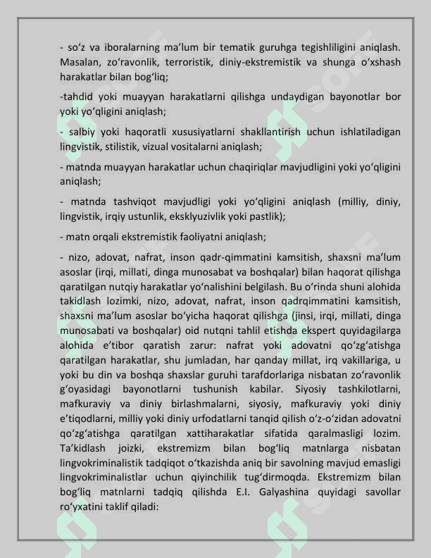 Ekstremizm holatlari lingvokriminalistik tadqiqi 6