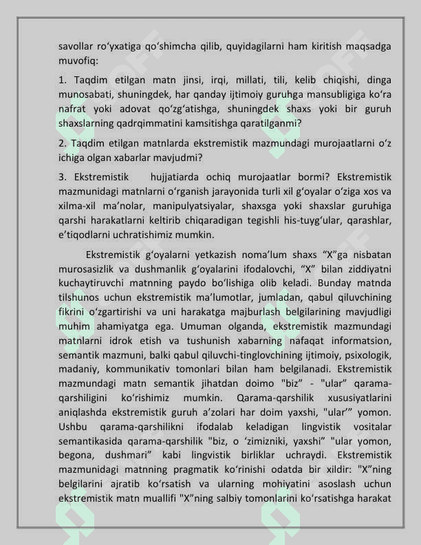 Ekstremizm holatlari lingvokriminalistik tadqiqi 8
