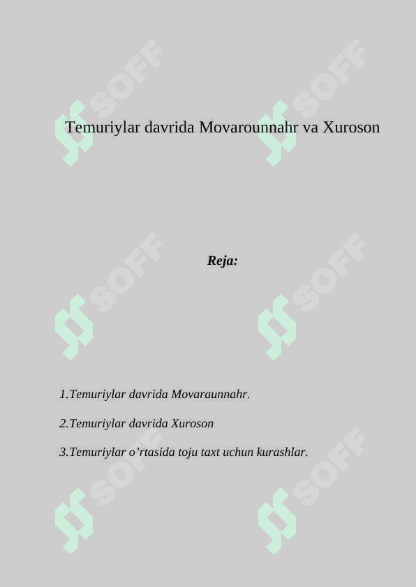 Temuriylar davrida Movarounnahr va Xuroson 2