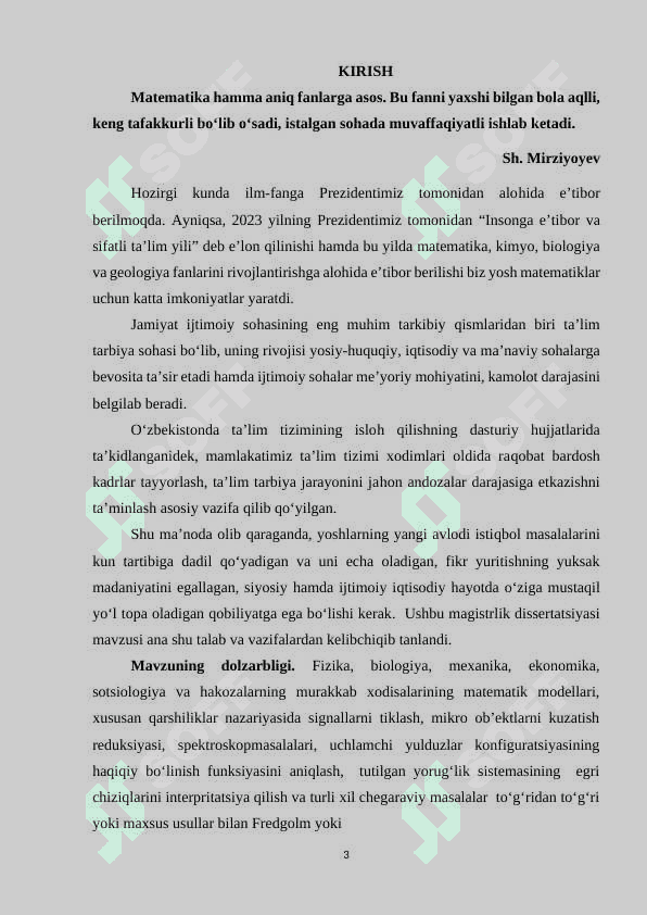 SONLAR NAZARIYASI USULLARIDAN FOYDALANIB 2-TUR VOLTERRA  INTEGRAL TENGLAMASINI TAQRIBIY YECHISH 3