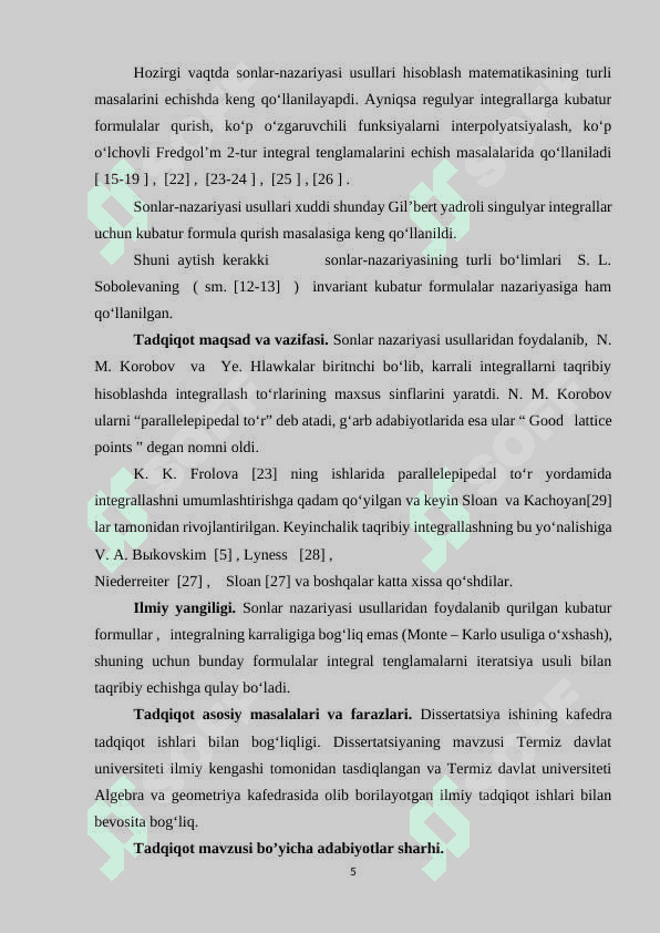 SONLAR NAZARIYASI USULLARIDAN FOYDALANIB 2-TUR VOLTERRA  INTEGRAL TENGLAMASINI TAQRIBIY YECHISH 5