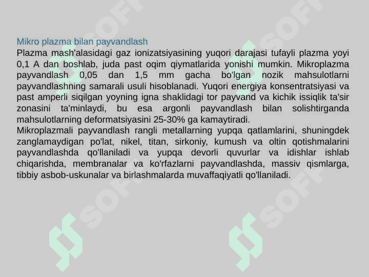 Plazmali kesish, payvandlash va qoplamali qoplash qurilmalari 5