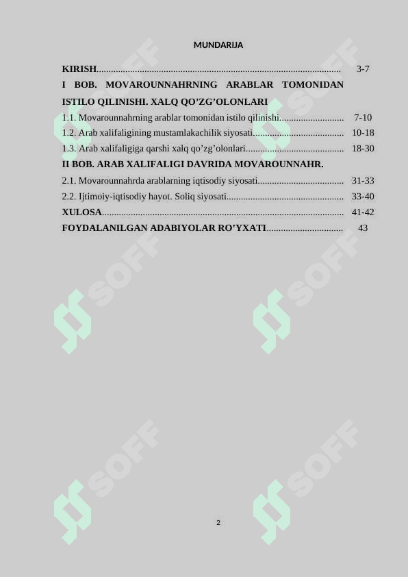 Arab xalifaligining Movarounnahrda yuritgan ijtimoiy-iqtisodiy siyosati. 2