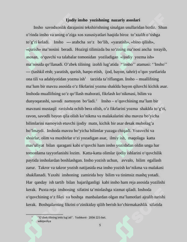 Ijodiy insho  yozish v unga qòyiladigan talablar 5
