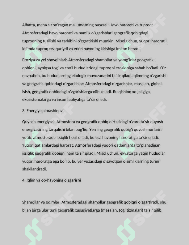 Yerning geografik qobigʻi . Atmosfera 2