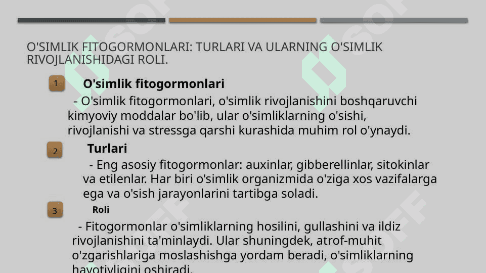 O'simlik fitogormonlarining ta'sir etish mexanizmlarining sxemalar va zamonaviy metodlar asosida organish 3