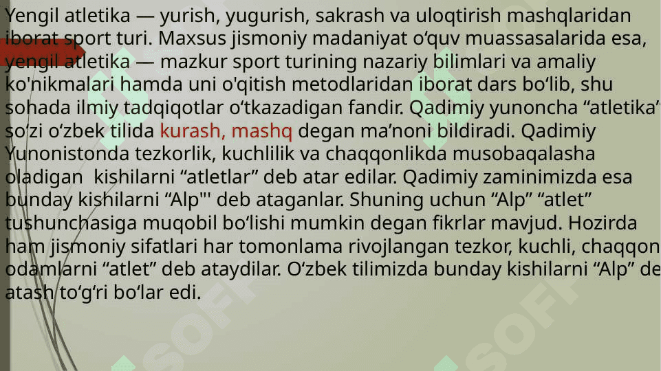 Yengil atlentika sport jixozlarida foydalanish Yenjgil atletikada tayyorgarlik  turlarining o’rni 3
