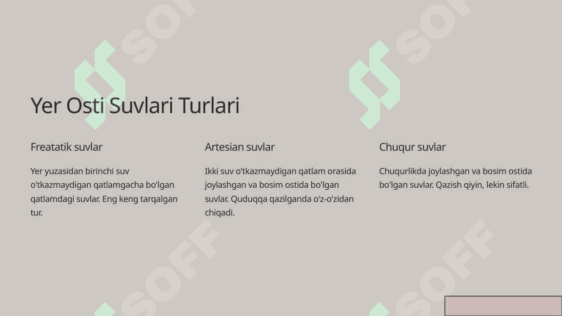 Yer Osti Suvlari: Hosil bo'lish jarayoni 4