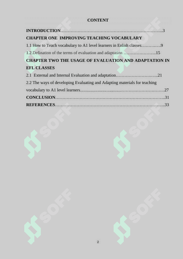 Evaluating and Adapting materials for teaching vocabulary to A1 level learners 2
