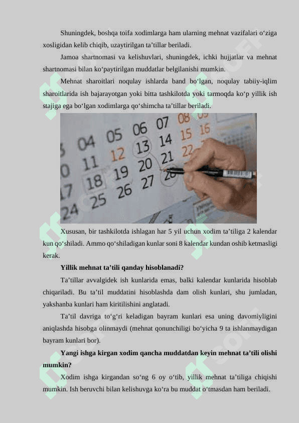 DAM OLISH VAQTI VA MEHNAT TA'TILLARI BAYRAM KUNLARI 8