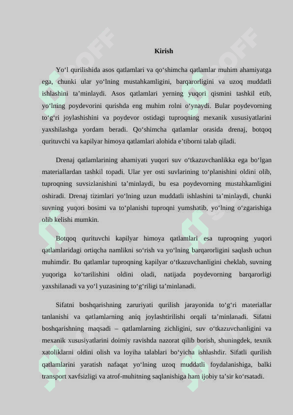 Asoslarning qoʻshimcha qatlamlarini va drenaj ,botqoq qurituvchi kapilyar himoya qatlamlarini qurishda sifatni boshqarish MUSTAQIL.docx 2