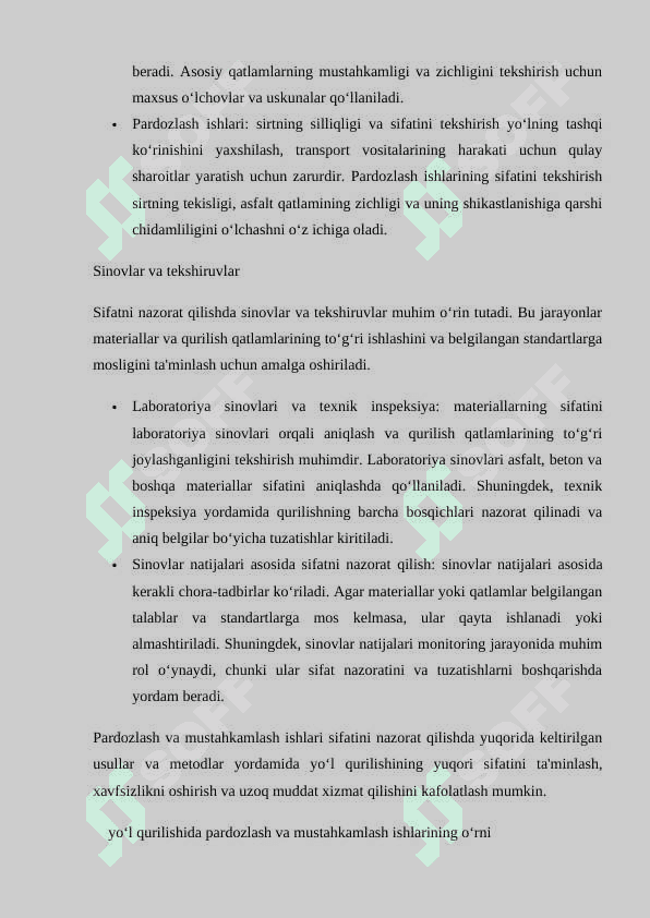 Pardozlash va mustahkamlash ishlari sifatini nazorat qilish.docx MUSTAQIL.docx 5