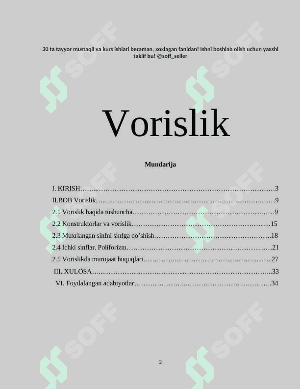 Vorislik dasturlash 2