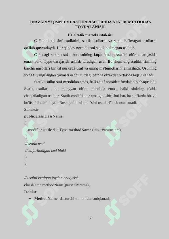 Statik va dinamik metodlar 7