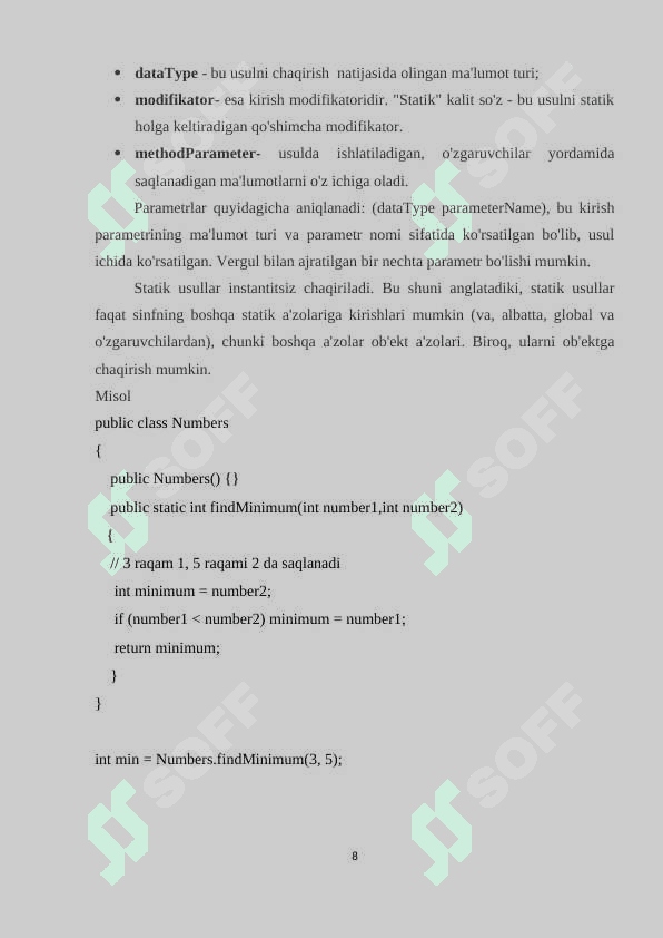 Statik va dinamik metodlar 8