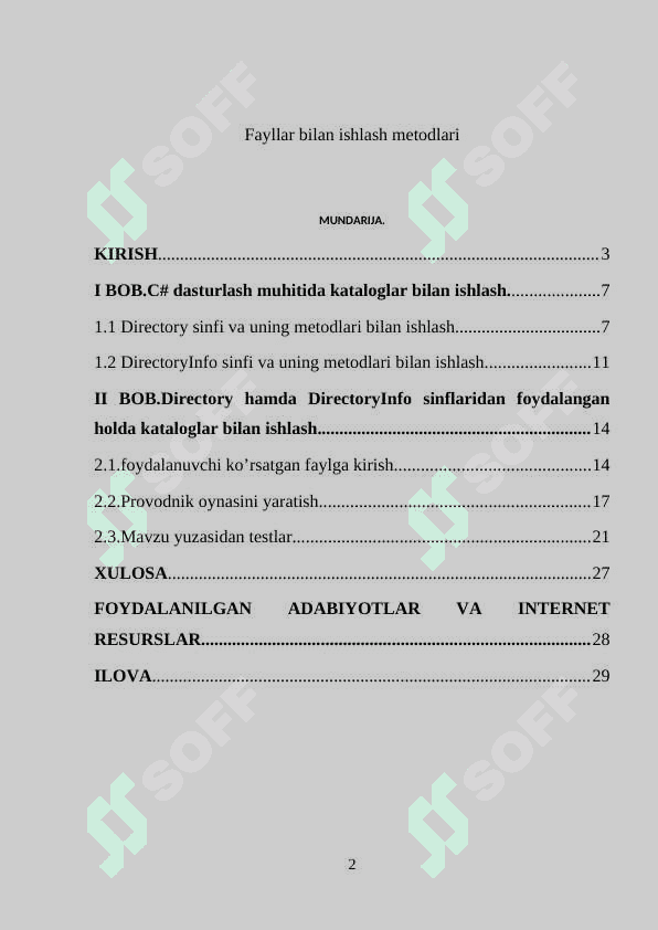 Fayllar bilan ishlash metodlari 2