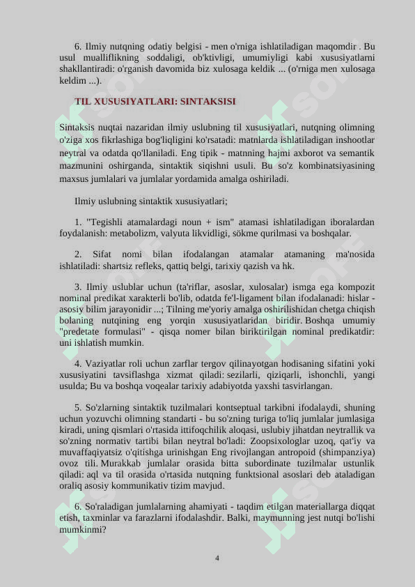 ILMIY MATNLARNING XUSUSIYATLARI 4