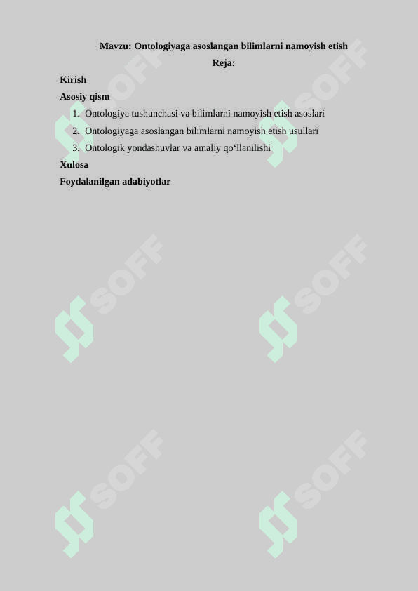 Ontologiyaga asoslangan bilimlarni namoyish etish 2