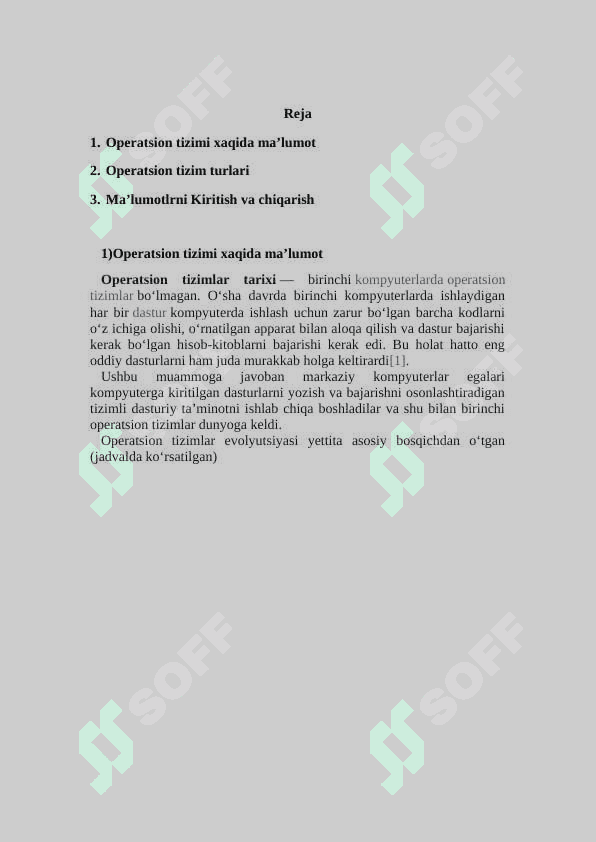 Operatsion tizimlarda ma’lumotlarni kiritish chiqarishni boshqarish. 2