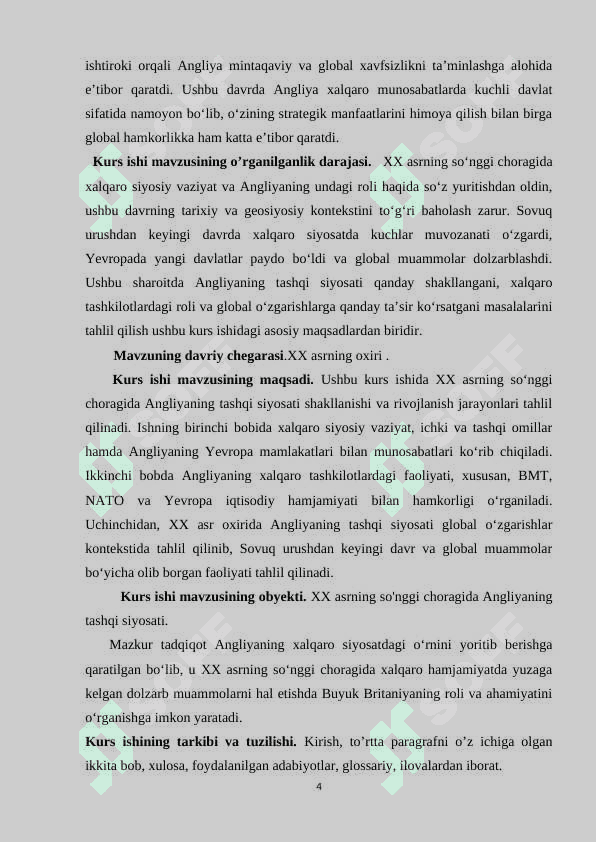 XX asrning so'nggi choragida Angliyaning tashqi siyosati 4