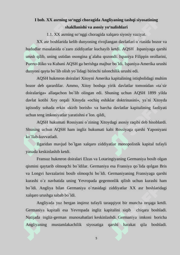XX asrning so'nggi choragida Angliyaning tashqi siyosati 5